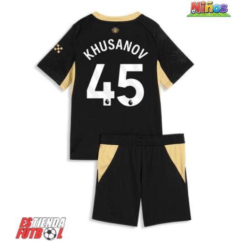 Manchester City Abdukodir Khusanov #45 Segunda Equipación Niños 2026-27 Manga Corta (+ Pantalones cortos)